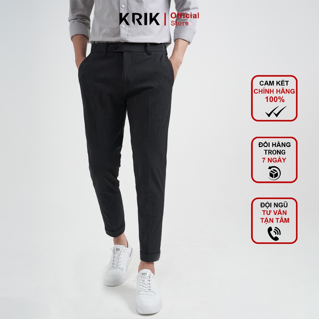 Quần Âu Nam KRIK Dáng Ngắn Có Họa Tiết Form Slimfit Côn Sẵn Xắn Gấu 0104