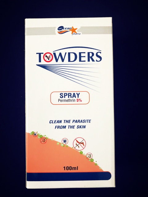 Xịt trị ghẻ và ký sinh trùng Towders Spray 100ml (mẫu mới)