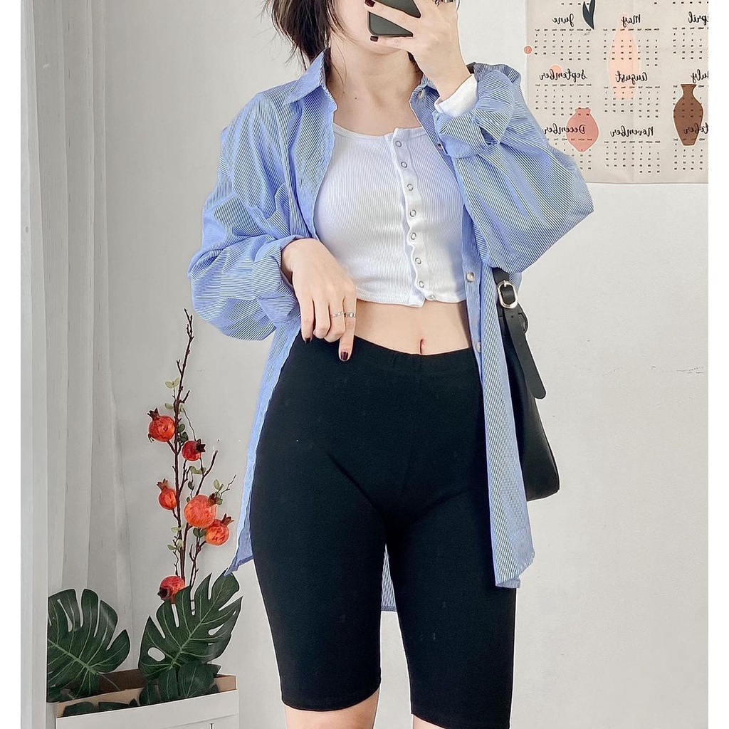 Quần legging lửng nữ trên gối bigsize co giãn bó ôm body dáng quần legging ngố thái nâng mông cạp cao vải cotton dày gym