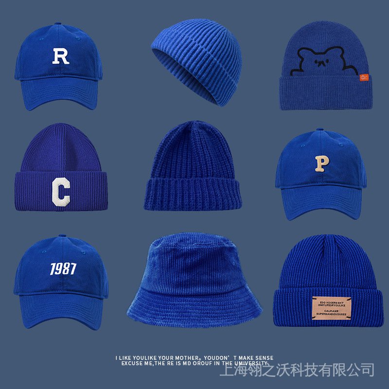 Nón Beret Đan Len Màu Xanh Dương Dễ Phối Đồ Thời Trang Thu Đông Cho Nam Và Nữ