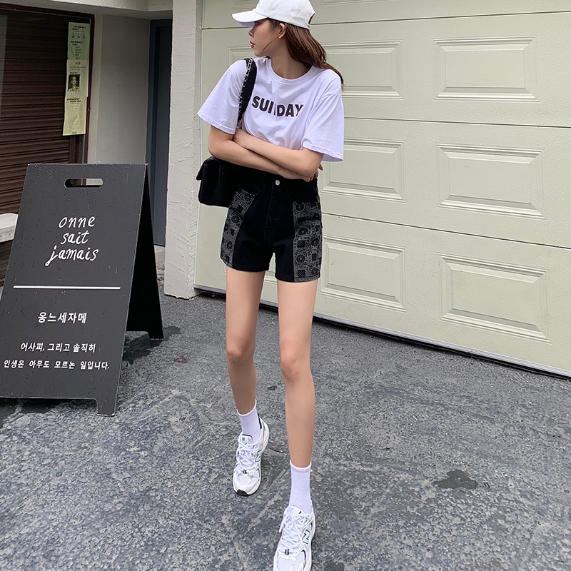 Quần Short Jeans Lưng Cao Ống Rộng Thời Trang Hàn Quốc Cho Nữ