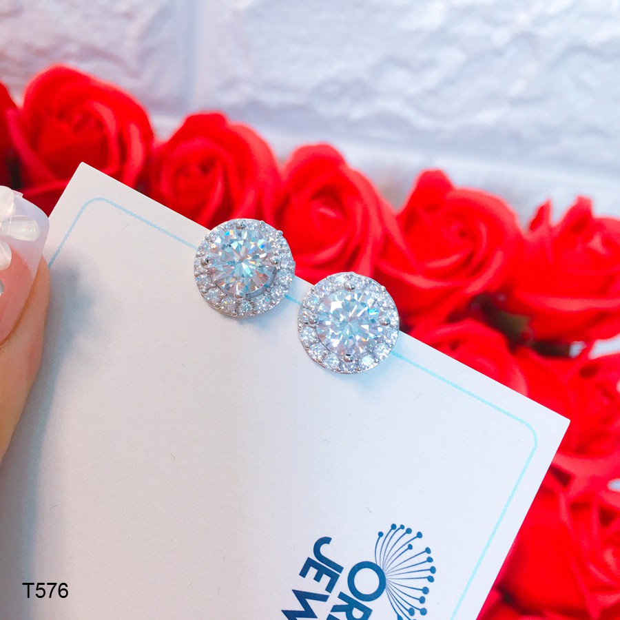 Bông tai tròn đính đá thiết kế cao cấp Orin T576