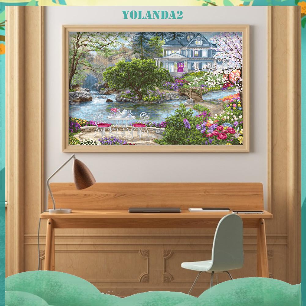 Bộ tranh thêu chữ thập hình biệt thự 11ct