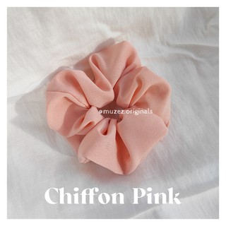 Chiffon Pink - dây buộc tóc scrunchies voan trơn màu hồng pastel