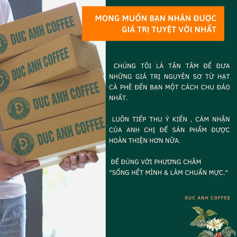 1Kg Cà Phê Hạt Pha Máy Rang Mộc 100% Robusta Đậm Vị, Cafein Cao Từ Buôn Ma Thuột - D COFFEE Thuộc Cà Phê Đức Anh