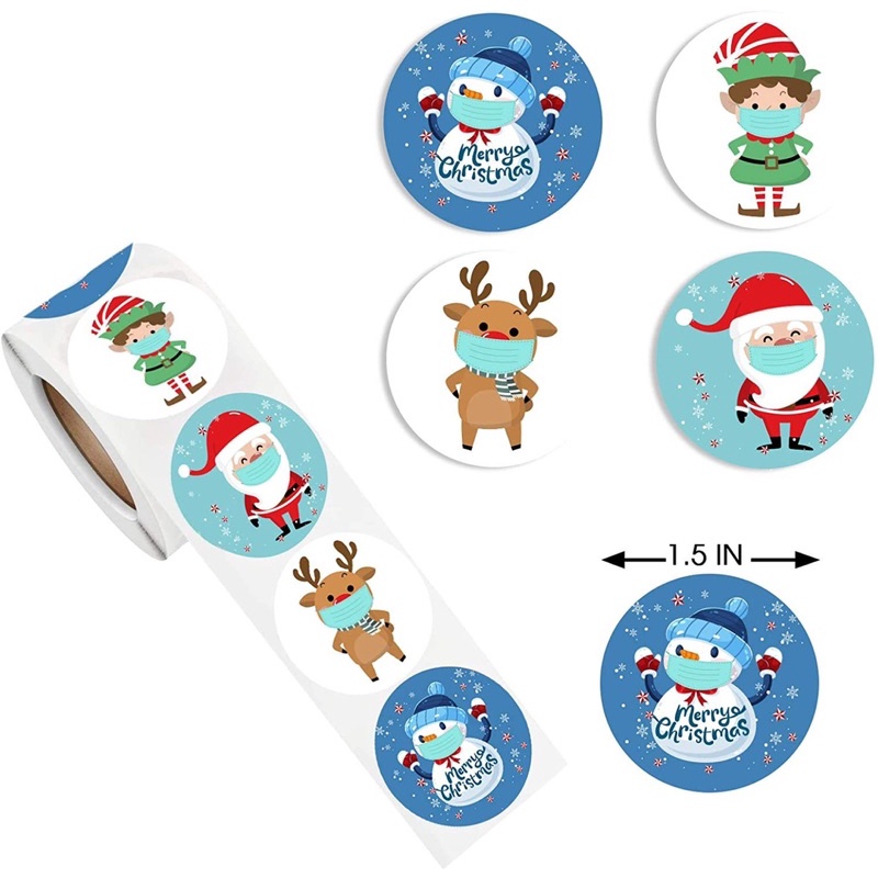 TIẾT KIỆM] Cuộn 500 miếng tem dán decal sticker NOEL 2.5cm