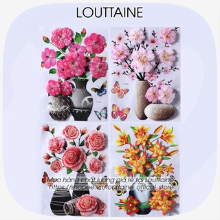 Tranh Dán Tường, Dán Tủ Lạnh  ,Hoa Nổi ,Trang Trí Hình Bình Hoa 3D Có Kèm Keo Dán