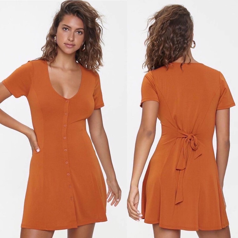 Đầm thun f21 cột dây sau lưng xuất xịn