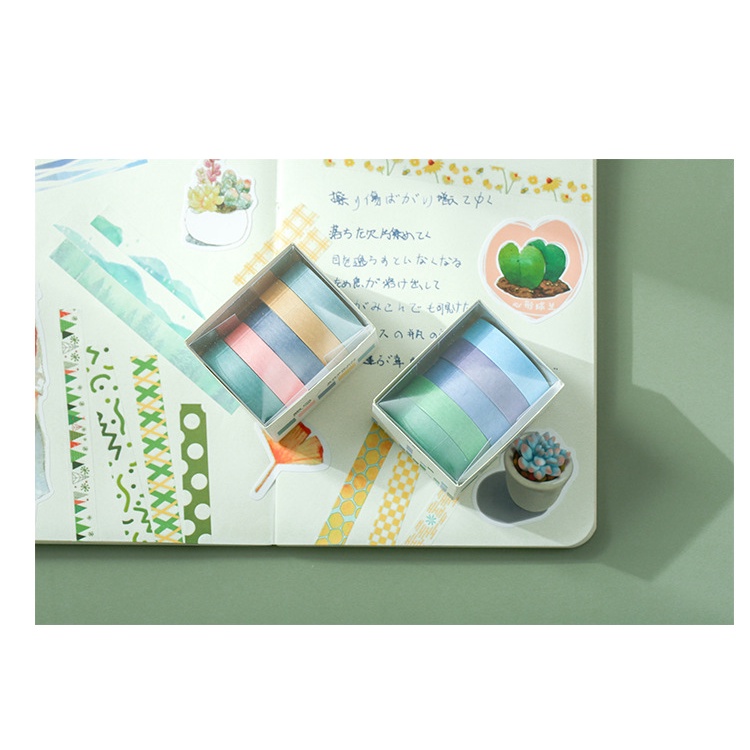 Bộ 5 cuộn băng keo giấy washi tape sáng tạo trang trí nhật ký/album M251