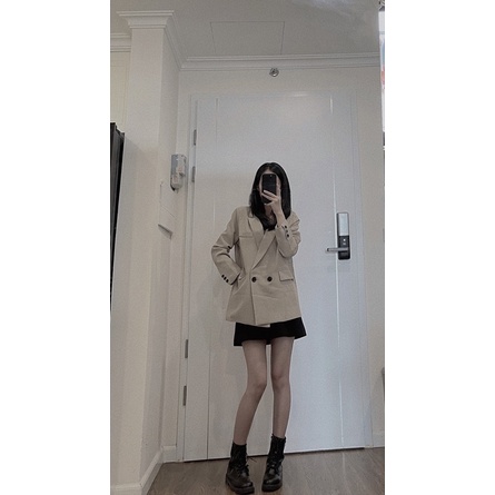 Áo Blazer nữ - Áo Blazer fom rộng tay cúc chữ hàng qccc