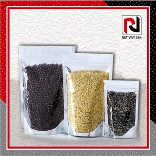 Túi zipper đựng trà sữa, túi zipper đựng đồ ăn vặt - Mặt bạc mặt trong - (Nhận in túi, inb riêng)