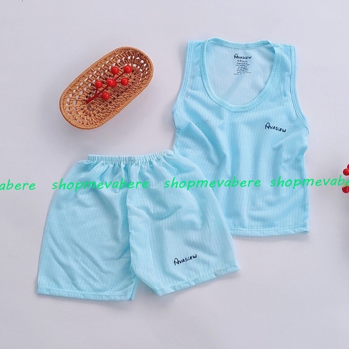 Bộ ba lỗ vải sợi tre cho bé gái bé trai sơ sinh từ 3-13kg - BO73