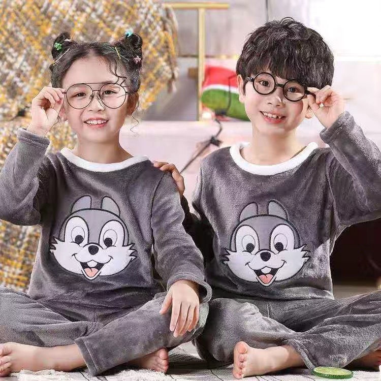 Đầm thời trang chất lượng dành cho bé❉Bộ đồ ngủ tay dài vải Flannel thời trang thu đông cho bé trai 6-7-8-12 tuổi