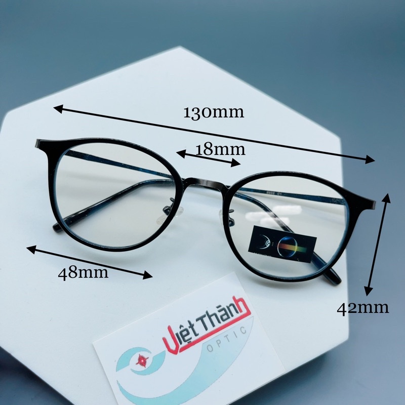 gọng kính cận tròn kim loại 3 màu kính vintage viền nhựa lắp được cận viễn loạn bluecut
