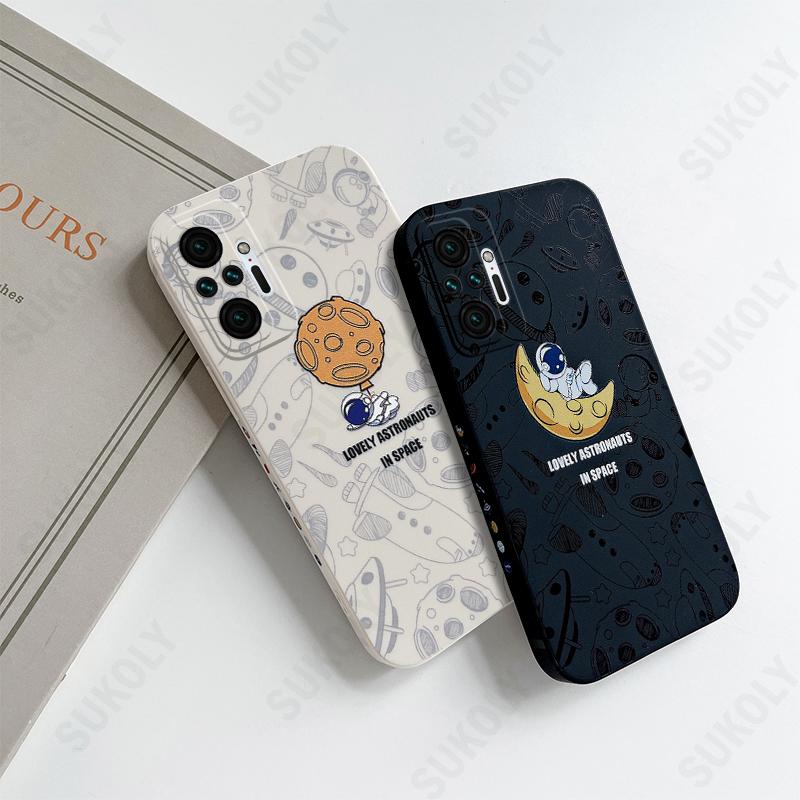 ốp lưng Phi hành gia với điện thoại mẫu bên Vỏ tương thích Cho Xiaomi 10 10s 10pro 11 11pro Redmi Note 11 pro 11s 10 Pro 9s 9 8 7S 7 Pro Redmi 8 9 9A 9C 9t 10 Vỏ đầy đủ silicone mềm vuông case