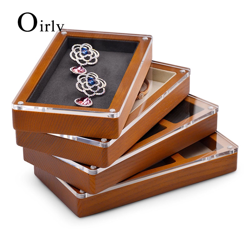 Oirlv Đồ trang sức bằng gỗ Đồng hồ Nhẫn Bông tai Vòng đeo tay Hộp lưu trữ Đồ trang sức Hộp đựng đồ trang sức Hộp đựng mỹ phẩm Hộp lưu trữ mỹ phẩm SM133 SM134