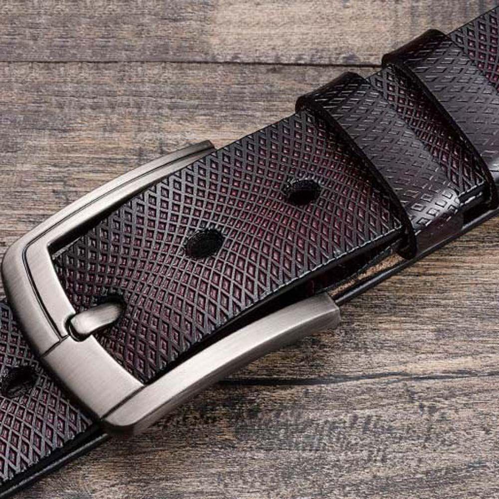 Thắt Lưng Da Bò Màu Đen Ngà Phong Cách Cao Bồi Cho Nam