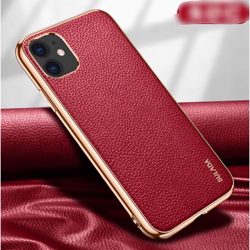 🌟CHÍNH HÃNG🌟 Ốp da SULADA sần cao cấp mạ viền vàng gold sang trọng iphone X XS / MAX /11 12 MINI PRO MAX
