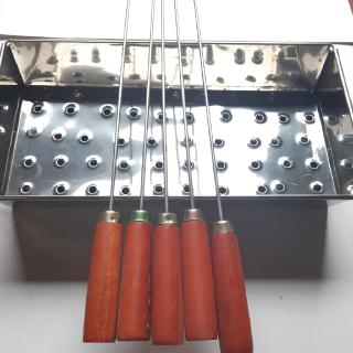 Combo 5 xiên nướng thịt inox 60cm chuôi gỗ PT UTIHOME