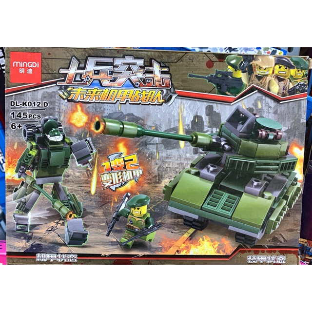 LEGO Lắp Ghép XE TĂNG + ROBOT CHIẾN ĐẤU (145 mảnh)