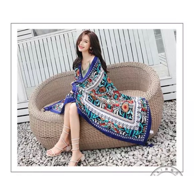 Khăn choàng in hoạ tiết thổ cẩm linen phong cách bôh vintage