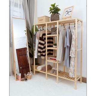 Kệ gỗ treo quần áo 3 buồng - Tủ treo quần áo 3 buồng