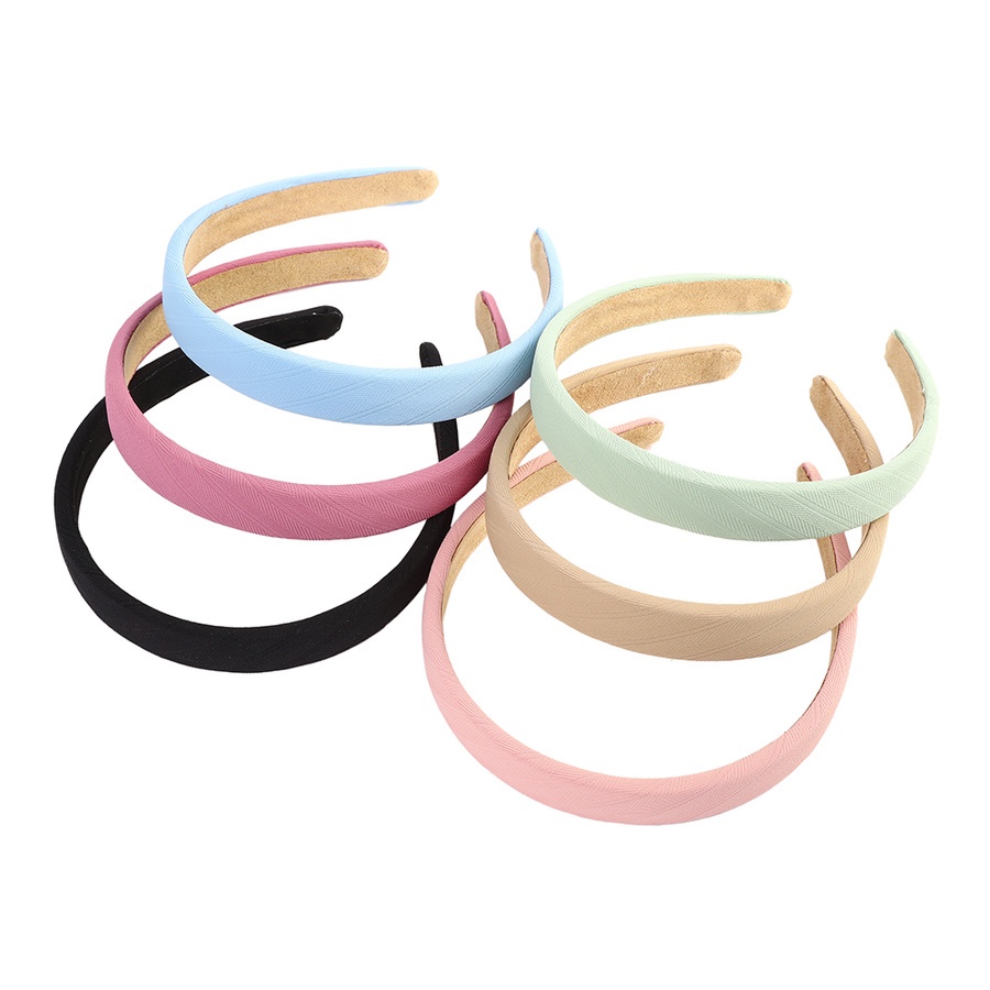 Băng đô cài tóc vải xốp mỏng gân sọc màu trơn phong cách Hàn Quốc thời trang dành cho nữ