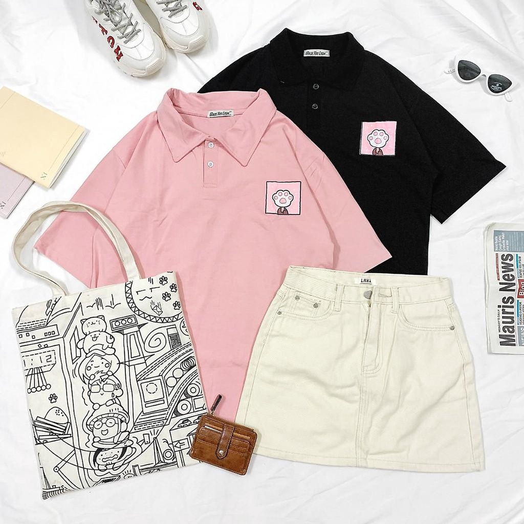 Áo Cổ Trụ Polo Chất Thun Mềm Sang Xịn Mịn In Hình Bàn CHân MÈo Siêu Cute  Trẻ Trung  THời Thượng Hóm Hỉnh TTQ0305
