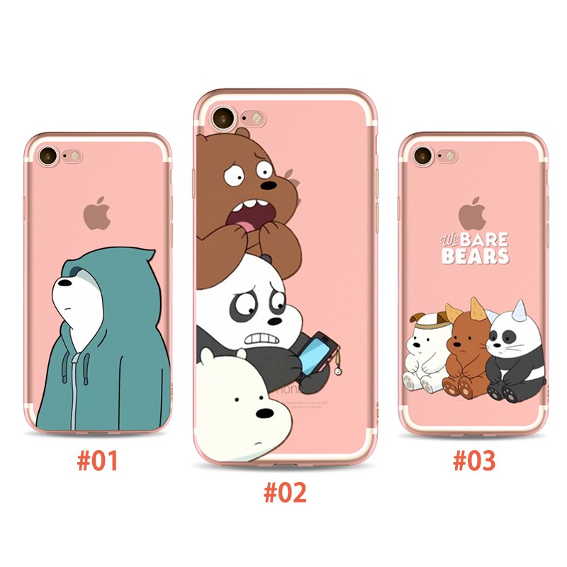 Ốp lưng điện thoại nhựa mềm iPhone X 5 5s SE 6 6s 7 8 6 6Plus 6sPlus 7Plus 8Plus hình chúng tôi là gấu We Bare Bears