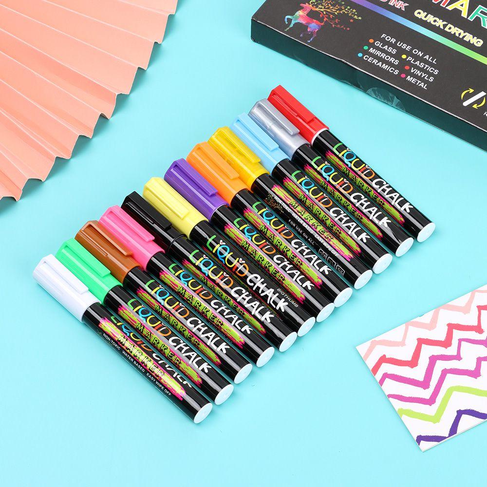 Bộ 12 Bút Phấn Viết Bảng / Kính / Kim Loại / Nhựa / Kim Loại Có Thể Xóa Được