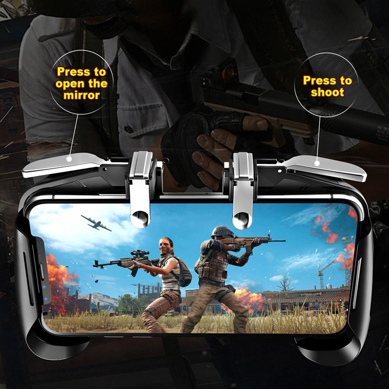Tay cầm hỗ trợ chơi game PUBG trên điện thoại có nút L1R1 tiện dụng
