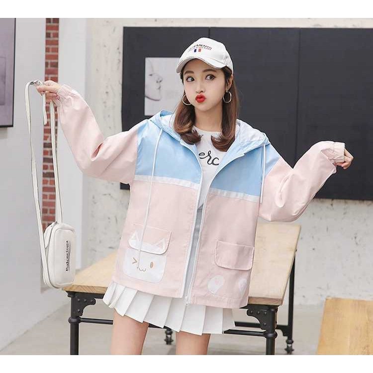 Áo khoát nữ mèo túi hộp 2 lớp nón có tai - khoác đẹp | BigBuy360 - bigbuy360.vn