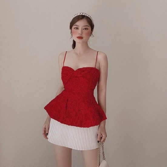 Siêu phẩm Áo Peplum 2 dây xoắn ngực xốp tapta (nhiều màu)