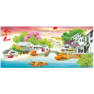 Tranh đính đá phong cảnh làng quê-DD9223