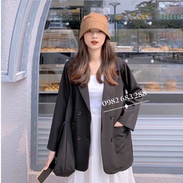 Áo khoác blazer nữ 4 khuy phong cách hàn quốc 2 túi dán | BigBuy360 - bigbuy360.vn