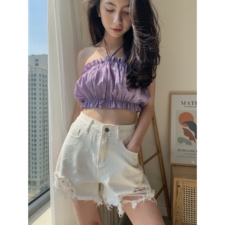 quần short jeans cạp cao QB253 LOLLIE STUDIO