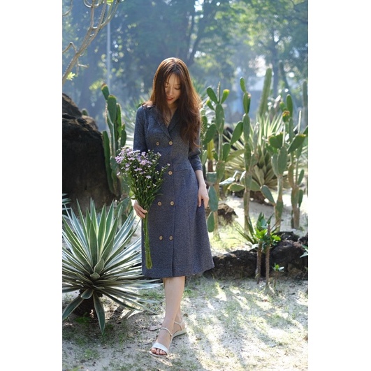 Đầm vest chất liệu Tweed