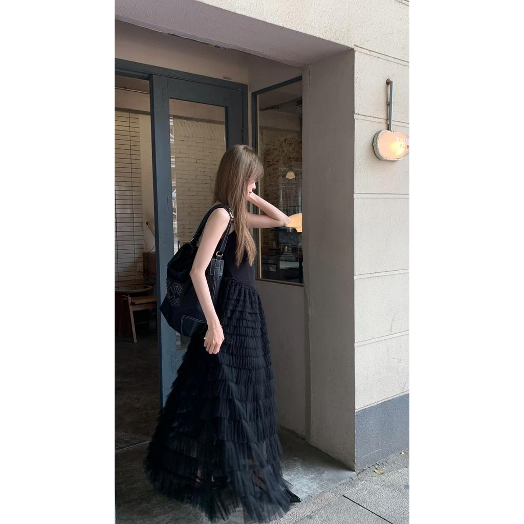 Đầm Hai Dây Màu Đen Phong Cách Pháp Cổ Điển 63134
