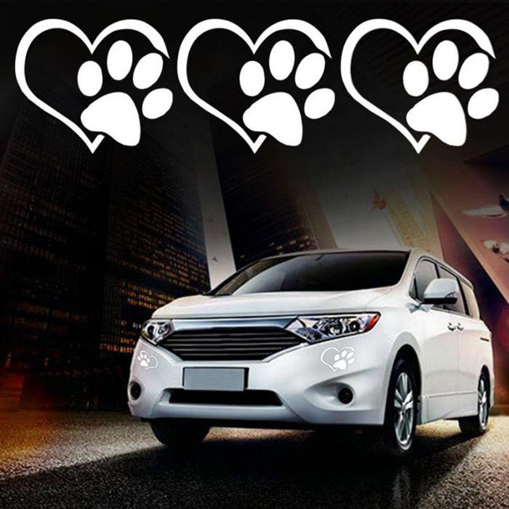 Miếng Dán Trang Trí Cửa Sổ Xe Hơi Họa Tiết Dấu Chân Cún / Trái Tim Màu Laser 11cmx9.3cm Tháo Rời Được Tiện Lợi