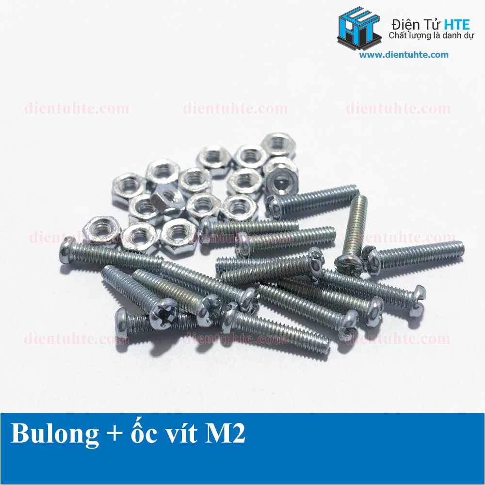 Bulong ốc vít M2 - gói 20 bulong + 20 đai ốc