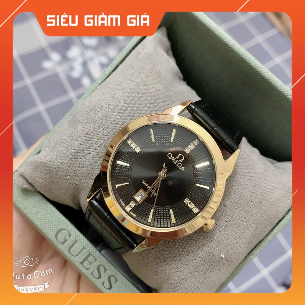 Đồng hồ Nam O.M.E.GA, dây da mềm, size 40, thẻ bảo hành 12 tháng- Đồng hồ Omega Nam