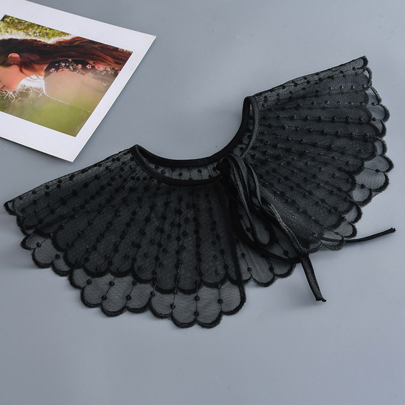 Khăn Choàng Lưới Chấm Bi Phối Ren Có Thể Tháo Rời Cho Nữ