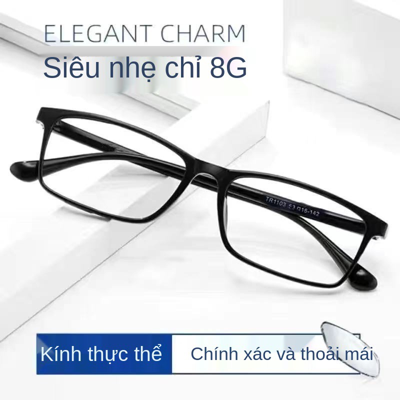 Kính cận thị siêu nhẹ Tr90 full-gọng dành cho nam nữ học sinh chống ánh sáng xanh loạn có độ