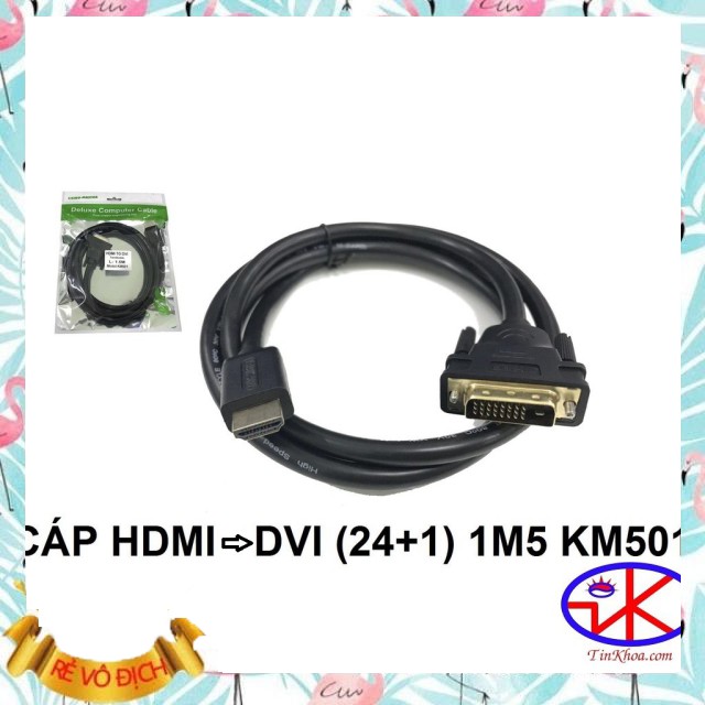 Cáp chuyển HDMI qua DVI (Xả Kho) Cáp chuyển HDMI qua DVI (24+1) dài 1.5m Kingmaster KM501 Gía Sỉ=Gía Lẻ