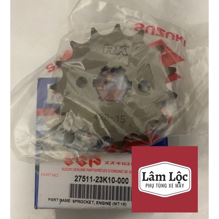 nhông tải trước 15 răng rk cho satria trái lớn gsx 150 suzuki chính hãng