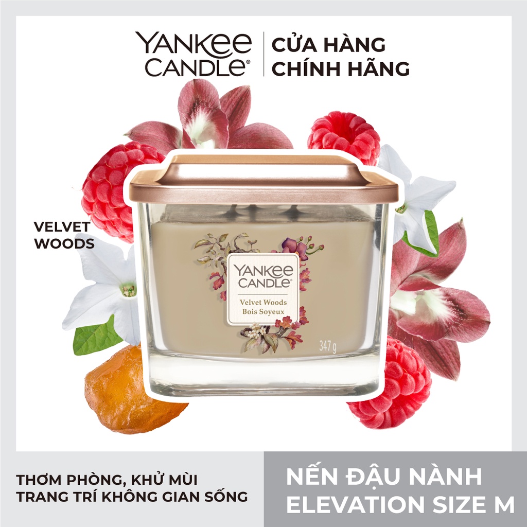 Nến ly vuông Elevation Yankee Candle size M - Velvet Woods (347g)