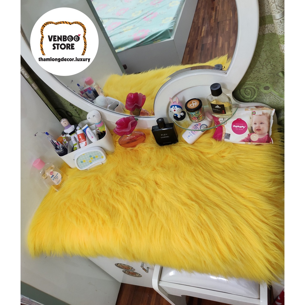 [FREESHIP] Thảm lông chụp ảnh | Thảm trải bàn trang điểm |  Thảm decor phòng ngủ | Vàng Luxury K