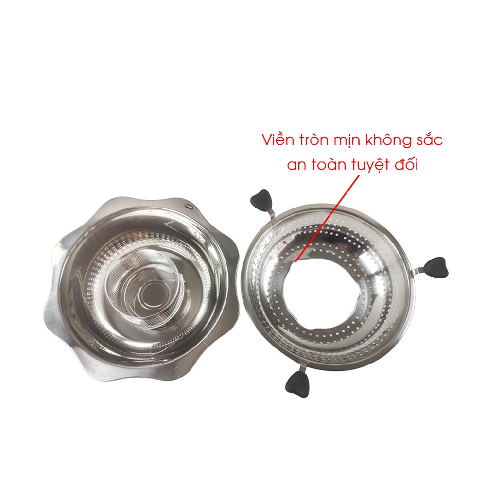 Nồi lẩu 2 tầng xoay size lớn 32 cm Nồi lẩu inox 2 tầng dùng được cả bếp từ và bếp gas phù hợp 4 - 6 người