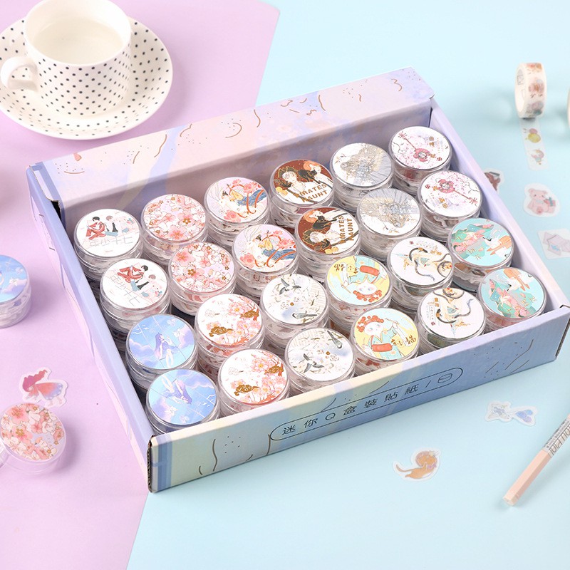 Hộp 40 Sticker Washi Dán Trang Trí Planner, Scrapbook Nhiều Chủ Đề