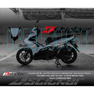 Tem rời AB AirBlade 2021 xe xám xanh - mẫu chỉ vàng đồng không bay màu